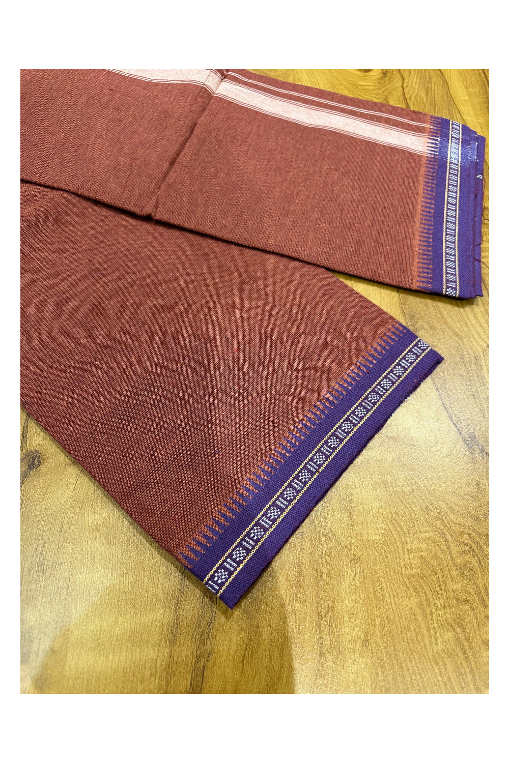 Southloom Dark Saffron Single Mundu / Lungi (South Indian Kerala Dhoti)