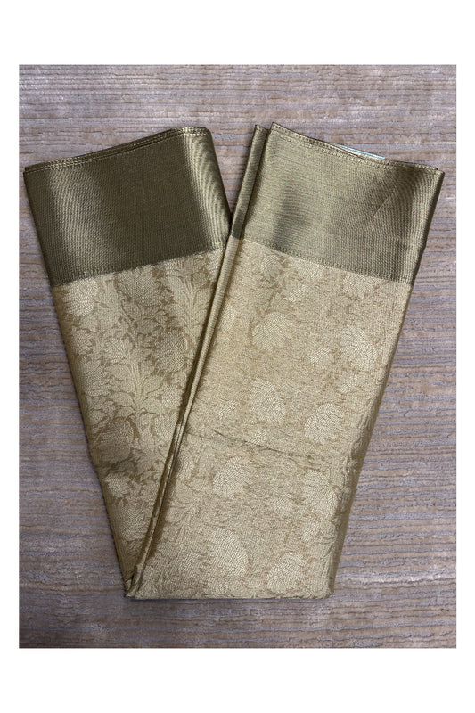 Southloom Tissue Silk Saree with Woven Work on Body and Borders (Golden & Green)