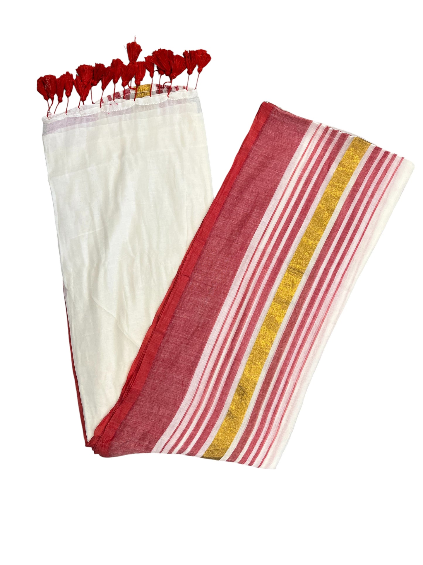 Southloom Mul Cotton 120 x 120 Soft Fabric Saree in Red Colour