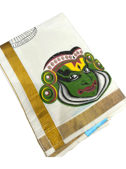 Southloom Cotton Kasavu Printed Kids's Velcro Mundu SLK