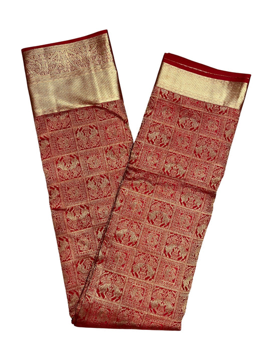 Southloom Pure Handloom Bridal Kanchipuram Silk Saree with Korvai Work