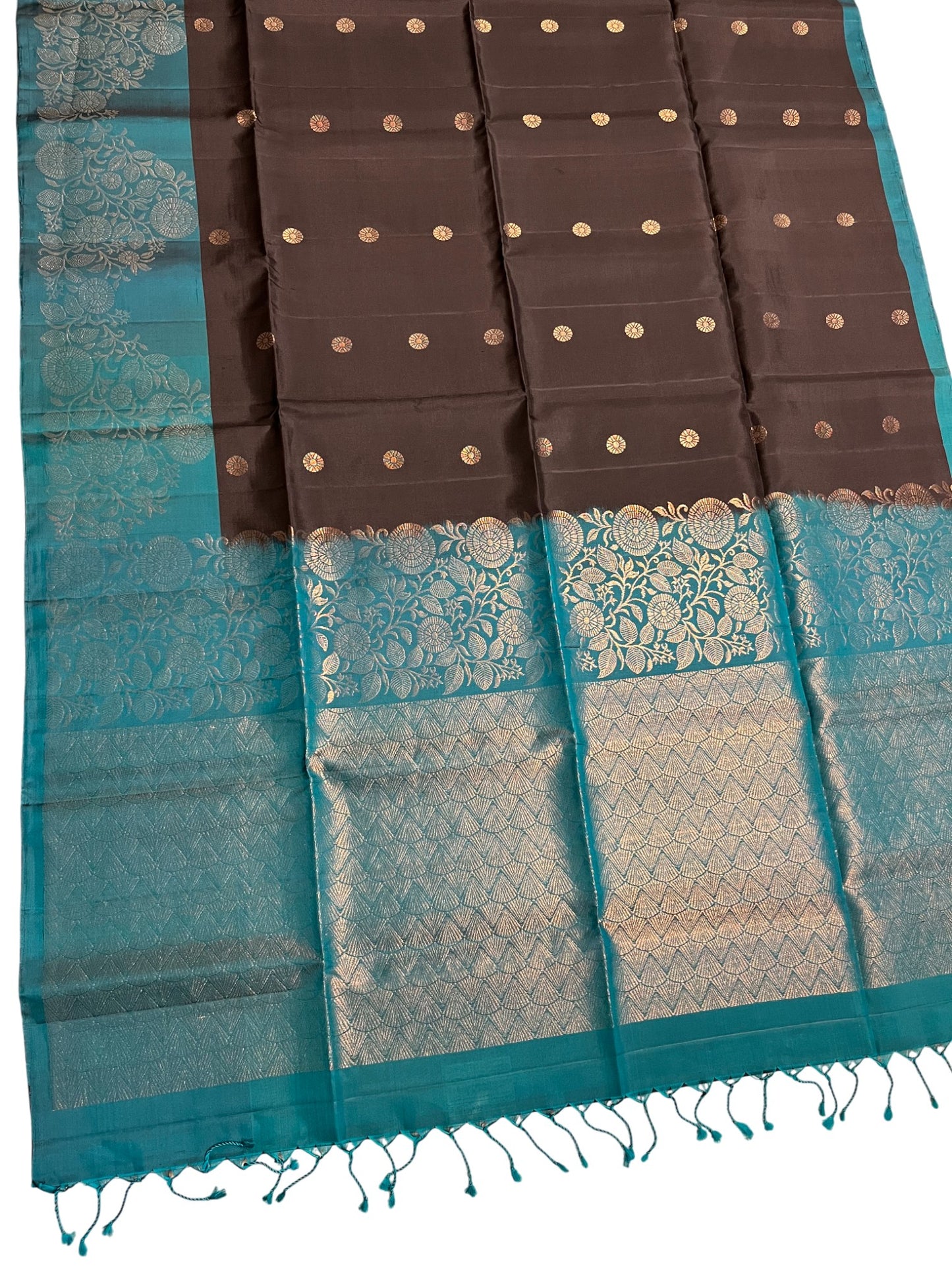 Southloom Pure Handloom Bridal Kanchipuram Silk Saree with Korvai Work