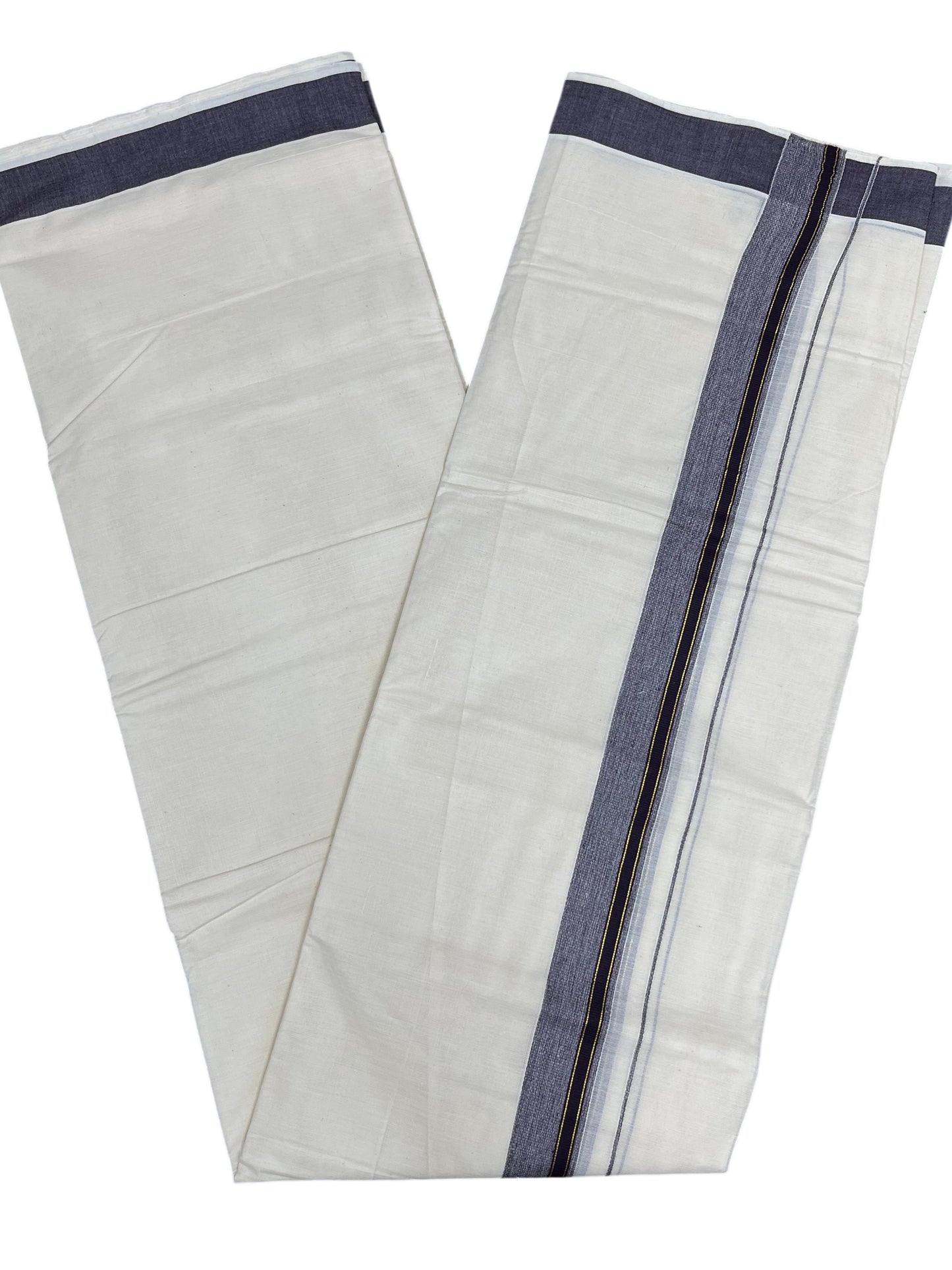 Southloom Pure Cotton Mundu with Purple Border (South Indian Kerala Dhoti)