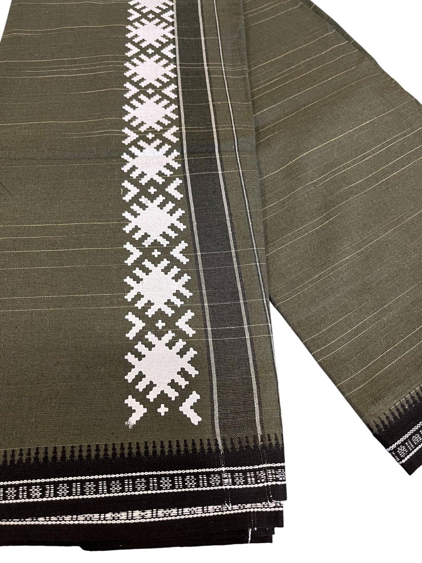 Southloom Green Printed Single Mundu / Otta Mundu / Lungi (South Indian Kerala Dhoti)