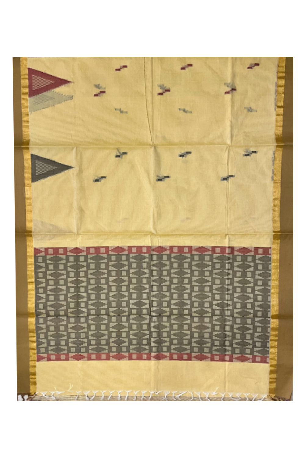 Southloom Light Brown Cotton Saree with Woven Designs