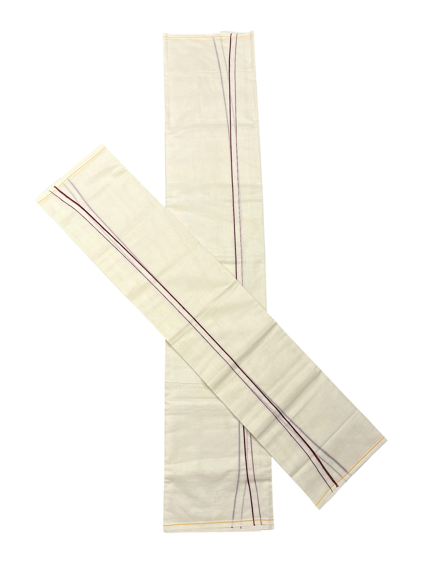 Kerala Cotton Mundum Neriyathum Single (Set Mundu) with Meroon Eerkkil Kara