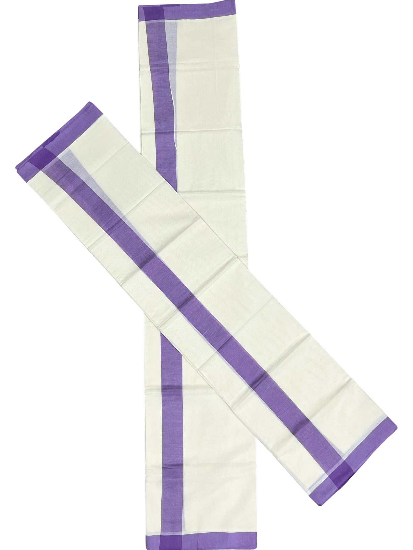 Southloom Kerala Mulloth Cotton Single Mundum Neriyathum with Lavender Border