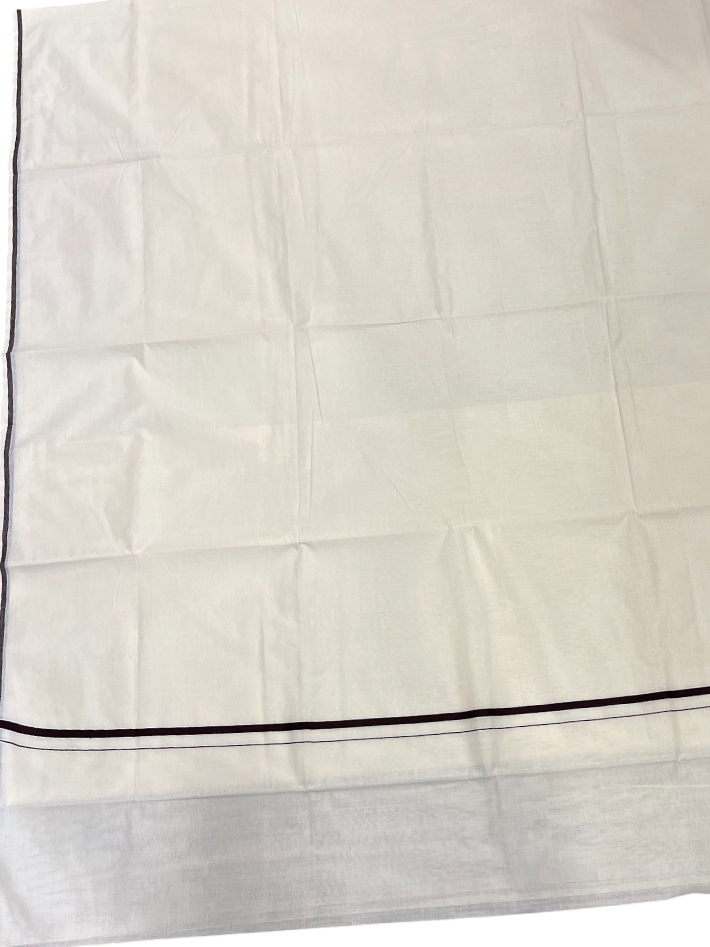 Southloom Kerala Cotton Plain Saree with Black Puliyilakkara Border