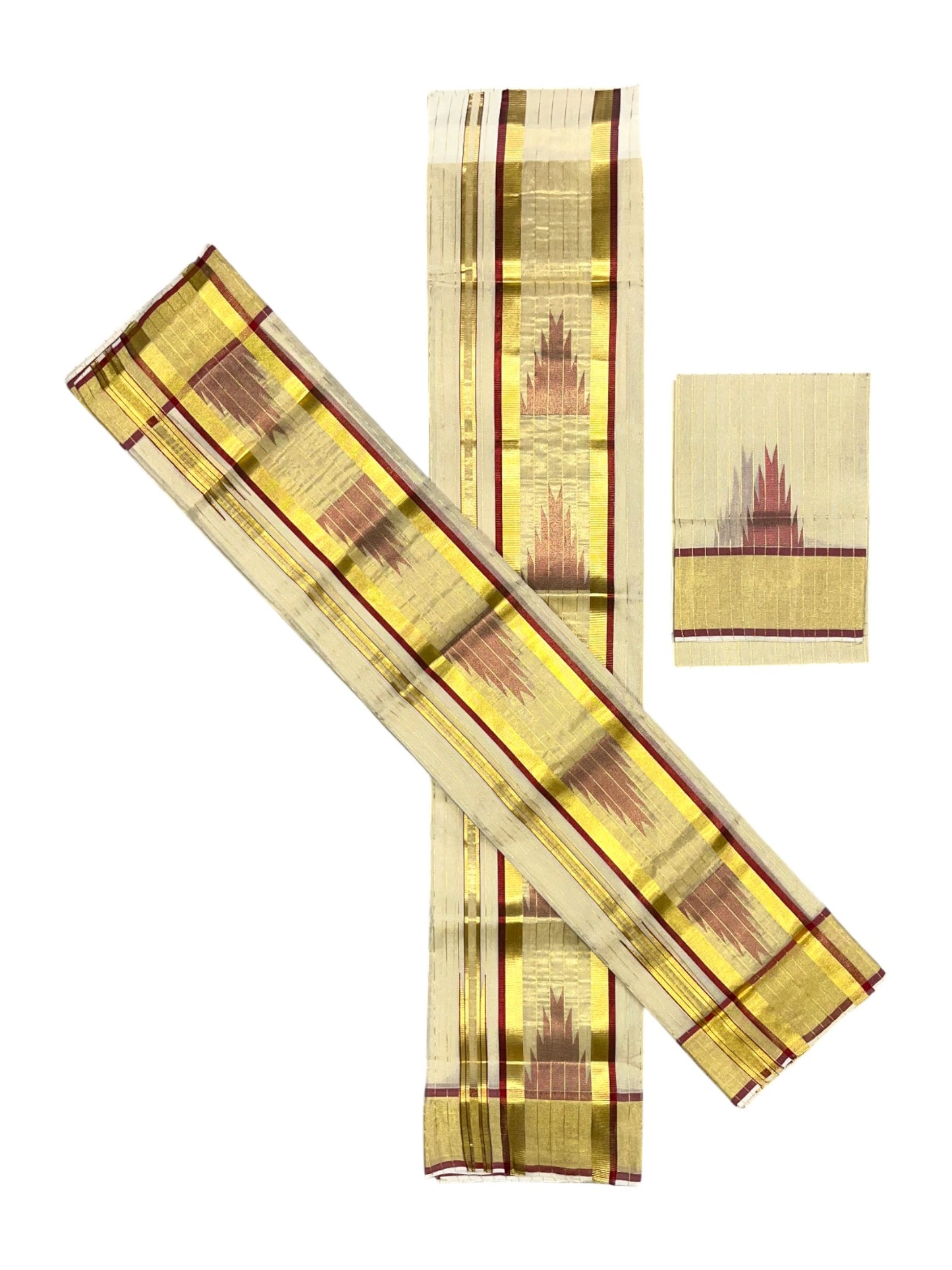 Southloom Premium Handloom Set Mundu with Kasavu and Maroon Border (2.80 Mtr)