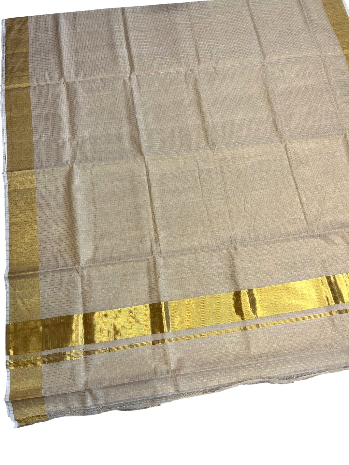Southloom Super Premium Balaramapuram Unakkupaavu Handloom Tissue Saree with Micro Check Across Body