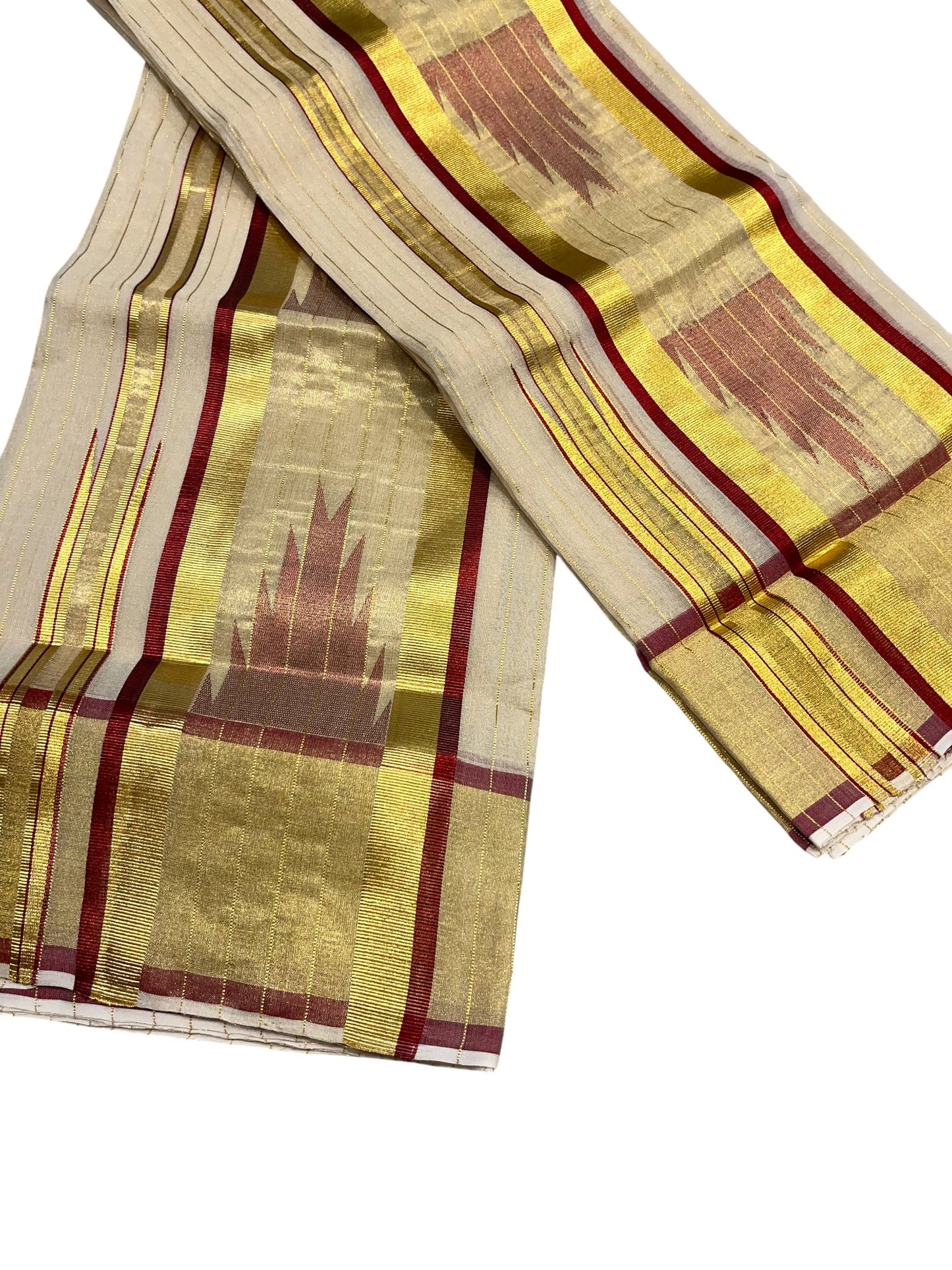Southloom Premium Handloom Set Mundu with Kasavu and Maroon Border (2.80 Mtr)