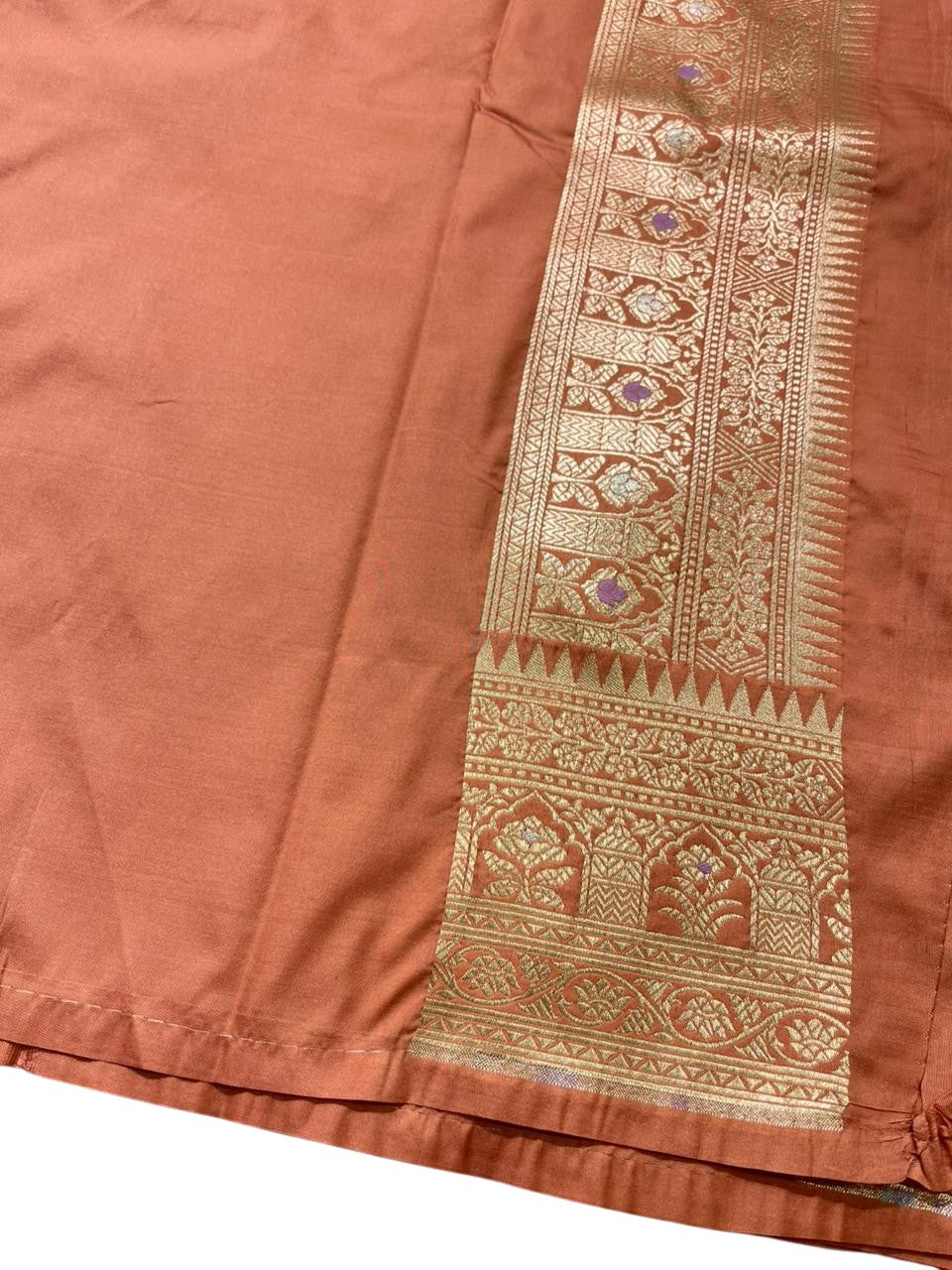 Southloom Pure Banarasi Silk Saree with Woven Work on Body and Borders (Peach)
