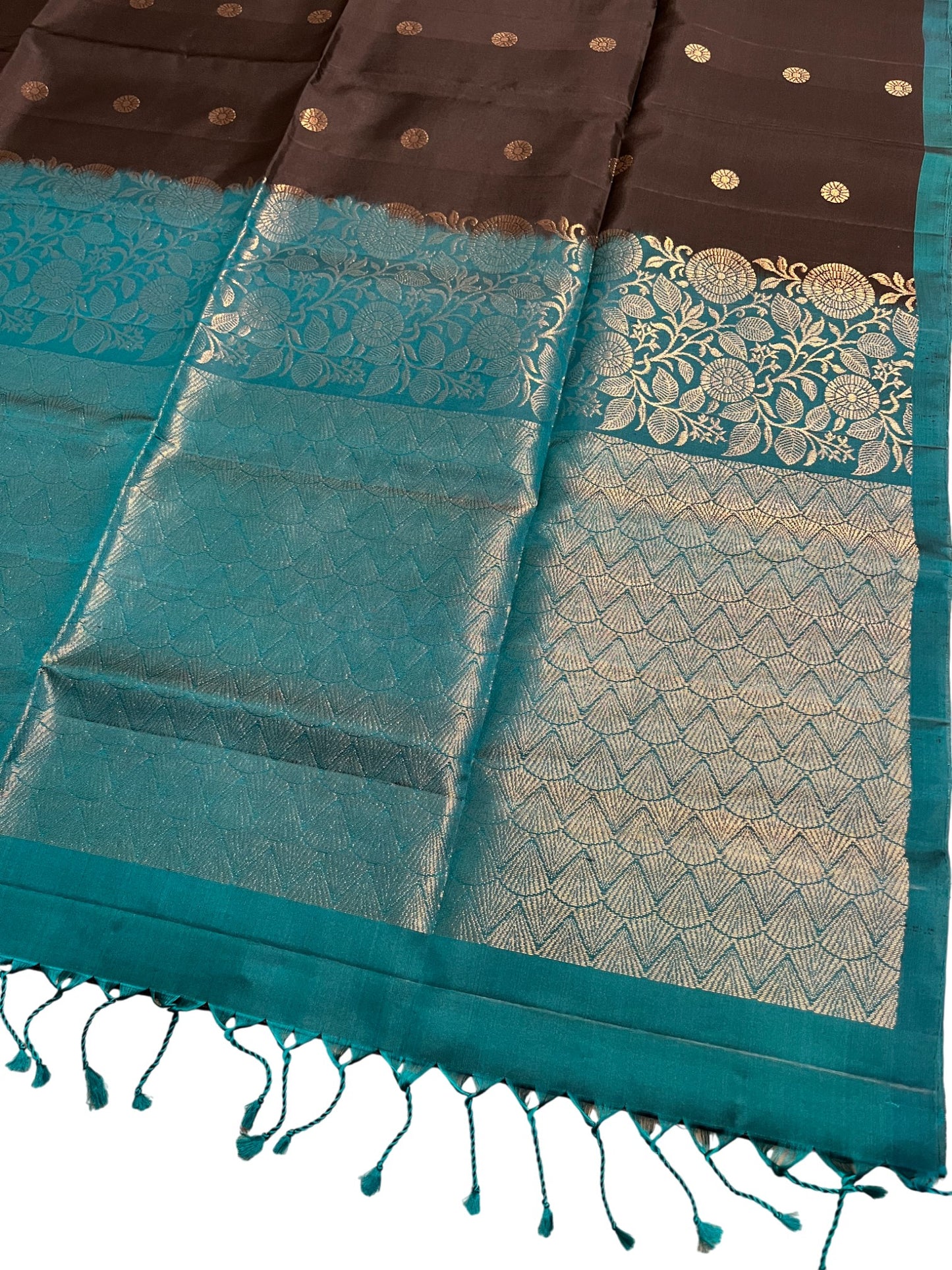 Southloom Pure Handloom Bridal Kanchipuram Silk Saree with Korvai Work