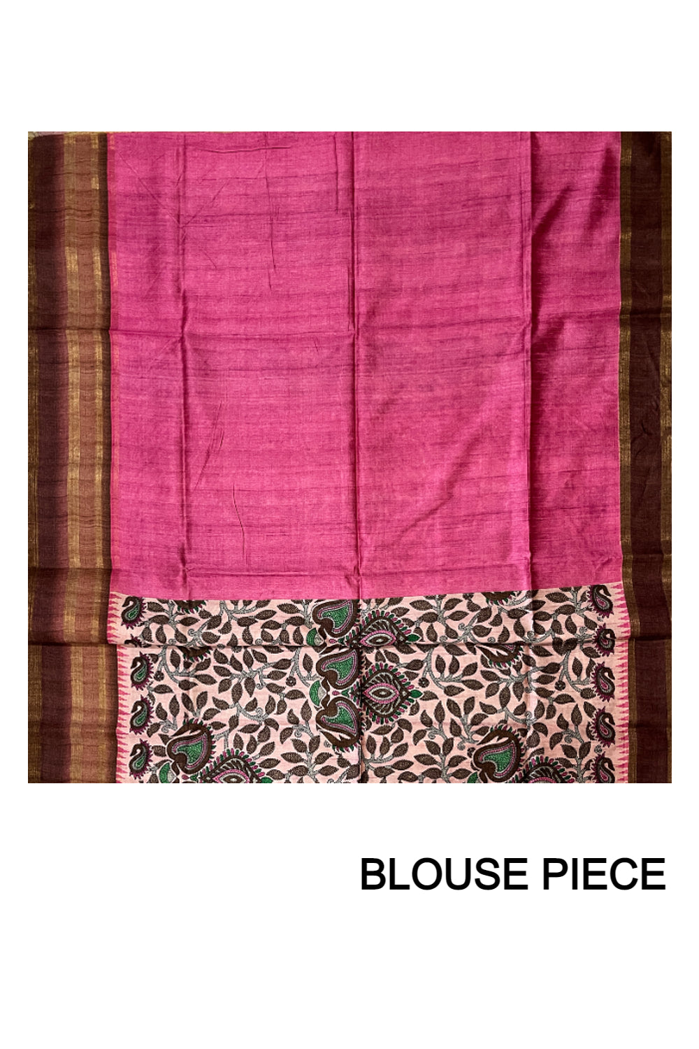 Southloom Semi Tussar Pink and Brown Designer Saree with Floral Woven Works