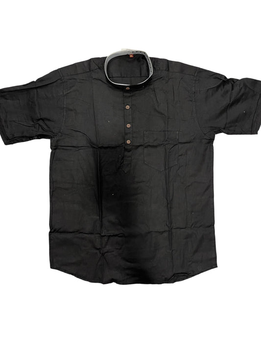 Southloom Black Short Cotton Kurta Shirt for Men