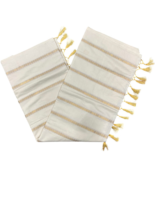 Southloom Kerala Cotton Kasavu Saree with Golden Stripes on Body