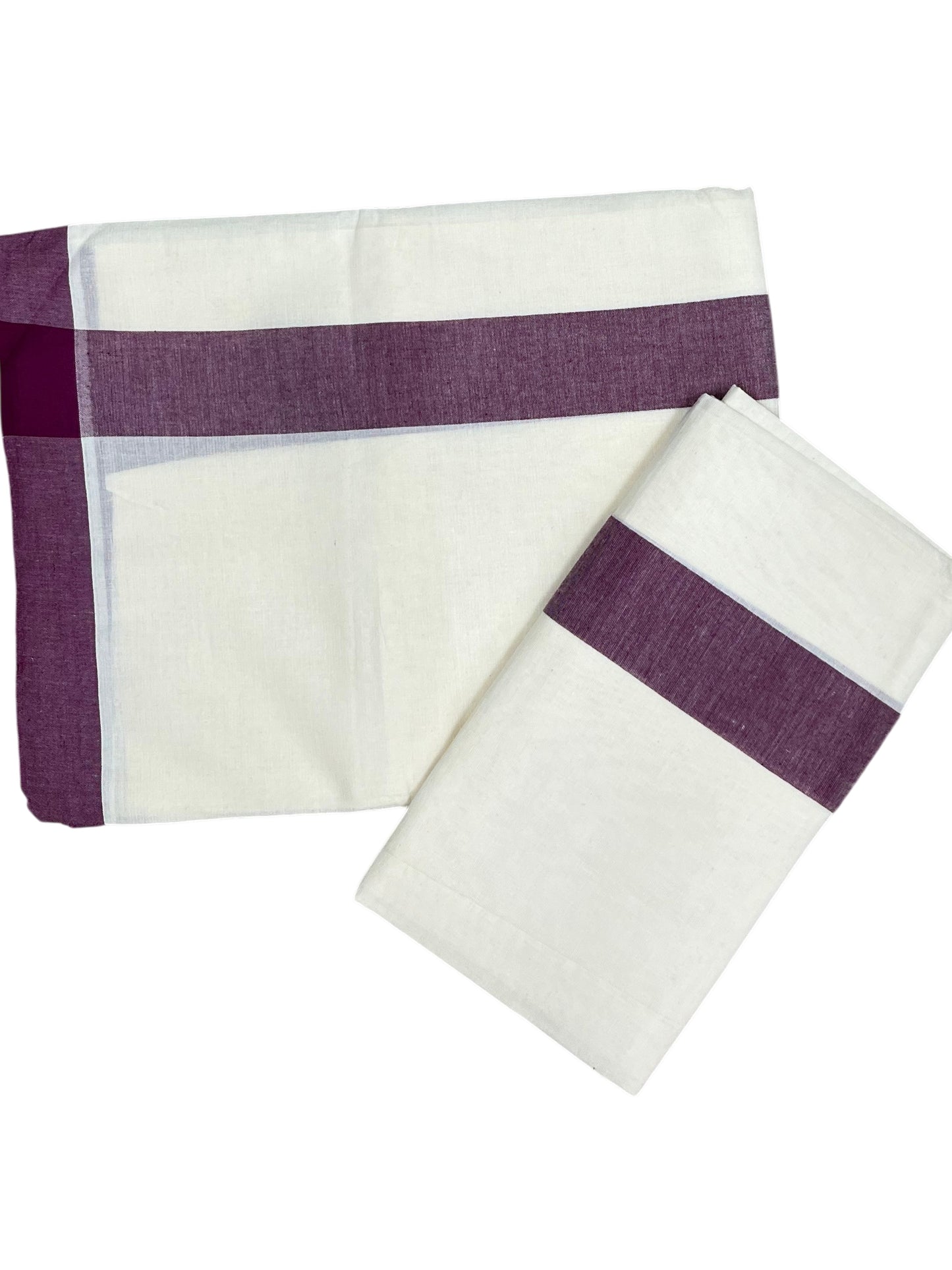 Southloom Kerala Mulloth Cotton Single Mundum Neriyathum with Purple Border
