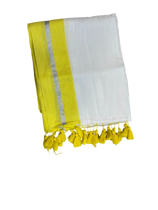 Southloom Mul Cotton 120 x 120 Soft Fabric Saree in Yellow Colour