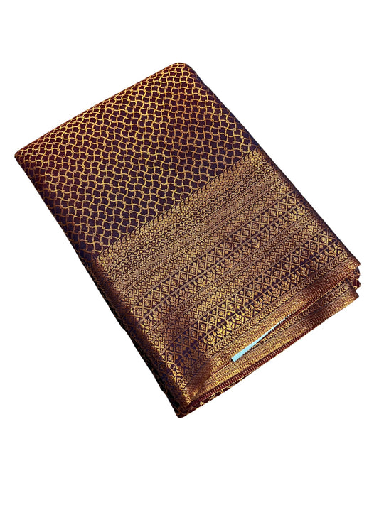 Southloom Brocade Silk Bridal Saree WIth Woven Borders And Blouse Piece