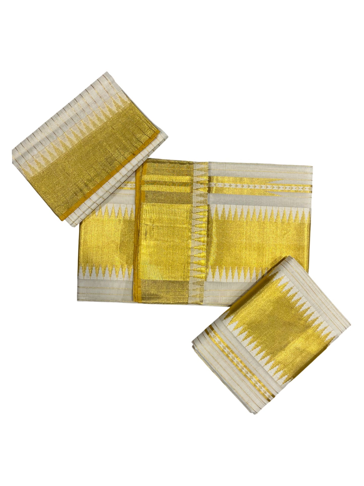 Southloom Premium Handloom Set Mundu with Kasavu and Golden Border (2.80 Mtr)