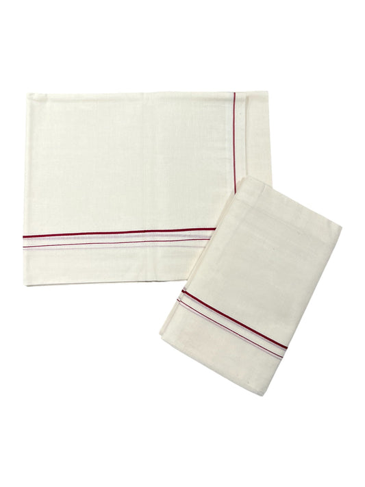 Kerala Cotton Mundum Neriyathum Single (Set Mundu) with Meroon Eerkkil Kara