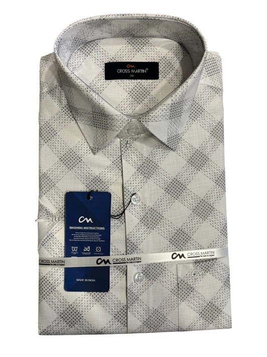 Southloom Pure Cotton Off-White Printed Shirt (38 HS)