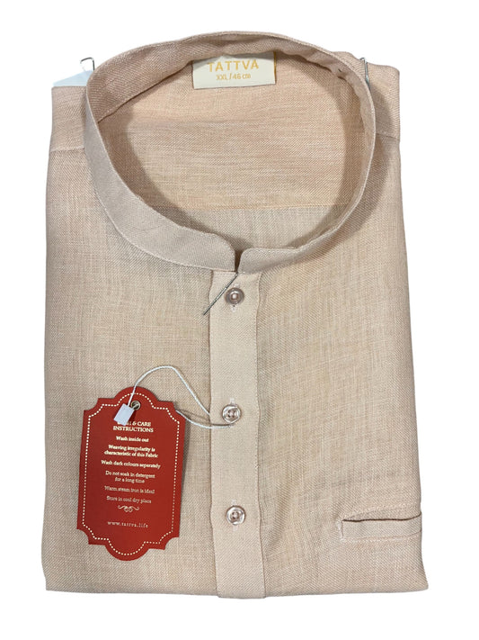 Southloom Semi Silk Short Kurta for Men in Beige Colour