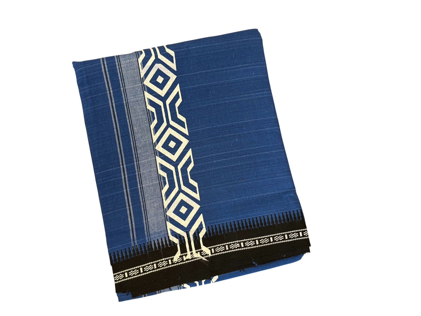 Southloom Blue Printed Single Mundu / Otta Mundu / Lungi (South Indian Kerala Dhoti)