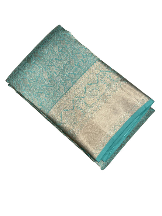 Southloom Pure Handloom Bridal Kanchipuram Silk Saree with Korvai Work