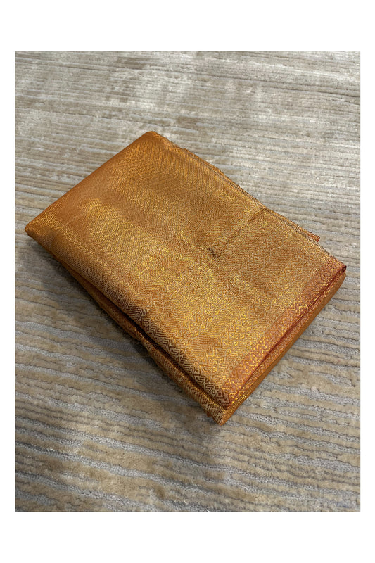 Southloom Brocade Silk Bridal Saree WIth Woven Borders And Blouse Piece in Gold And Yellow