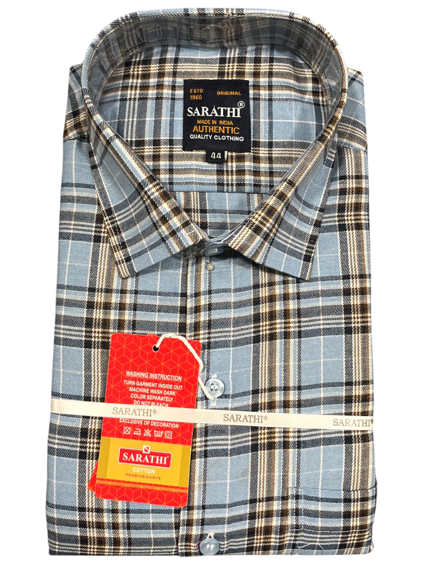 Southloom Pure Cotton Blue Check Shirt (44 HS)