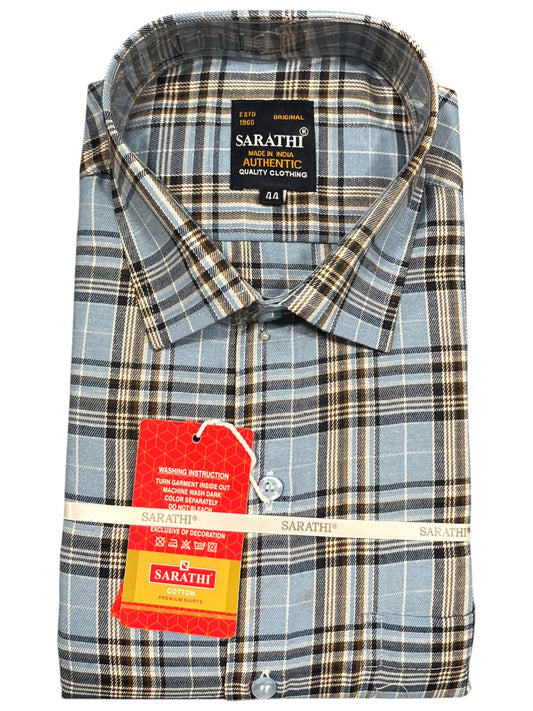 Southloom Pure Cotton Blue Check Shirt (44 HS)