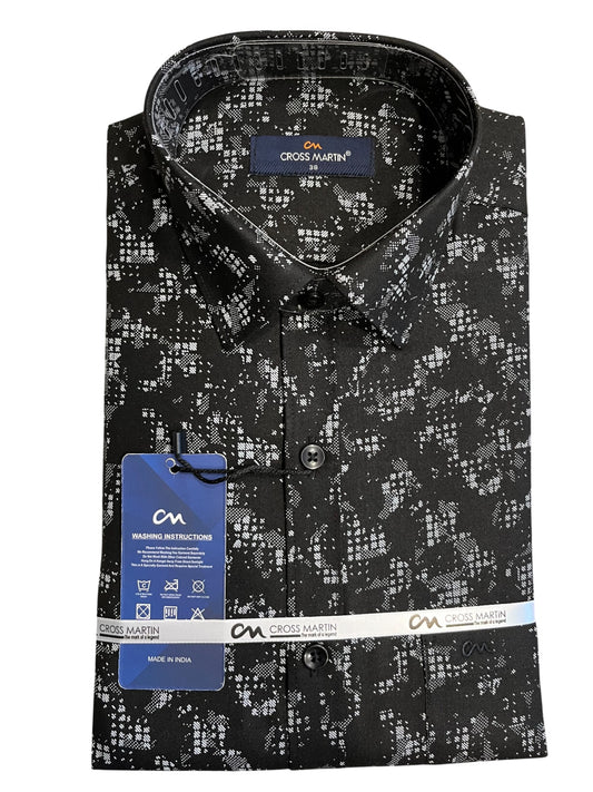 Southloom Pure Cotton Black Printed Shirt (38 FS)