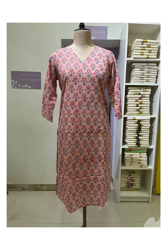 Southloom Stitched Cotton Kurti in Pink Printed Designs