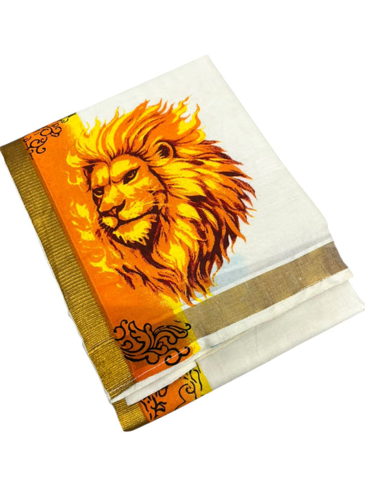 Southloom Cotton Kasavu Printed Kids's Velcro Mundu SLK