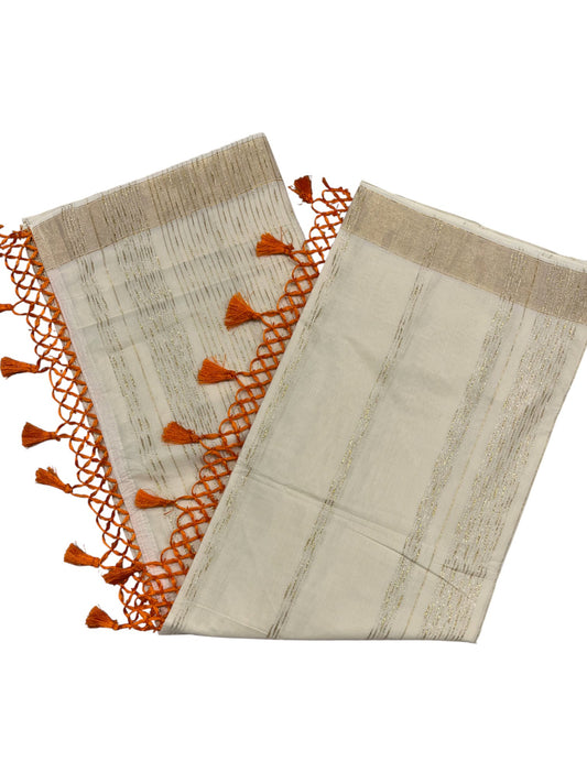 Southloom Kerala Cotton Kasavu Saree with Golden Thread Work