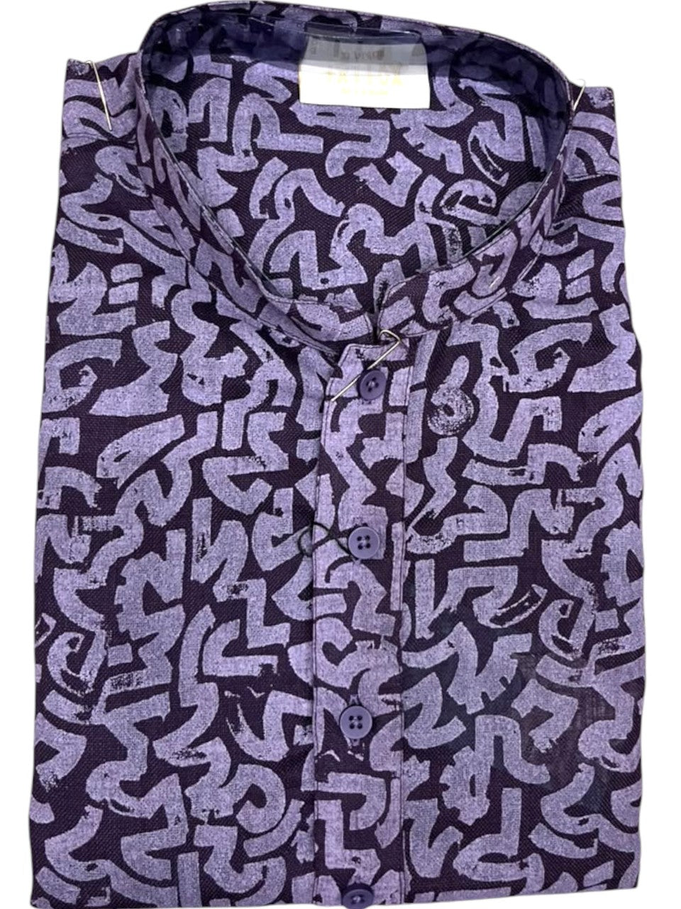 Southloom Purple Printed Semi Silk Short Kurta for Men SL590