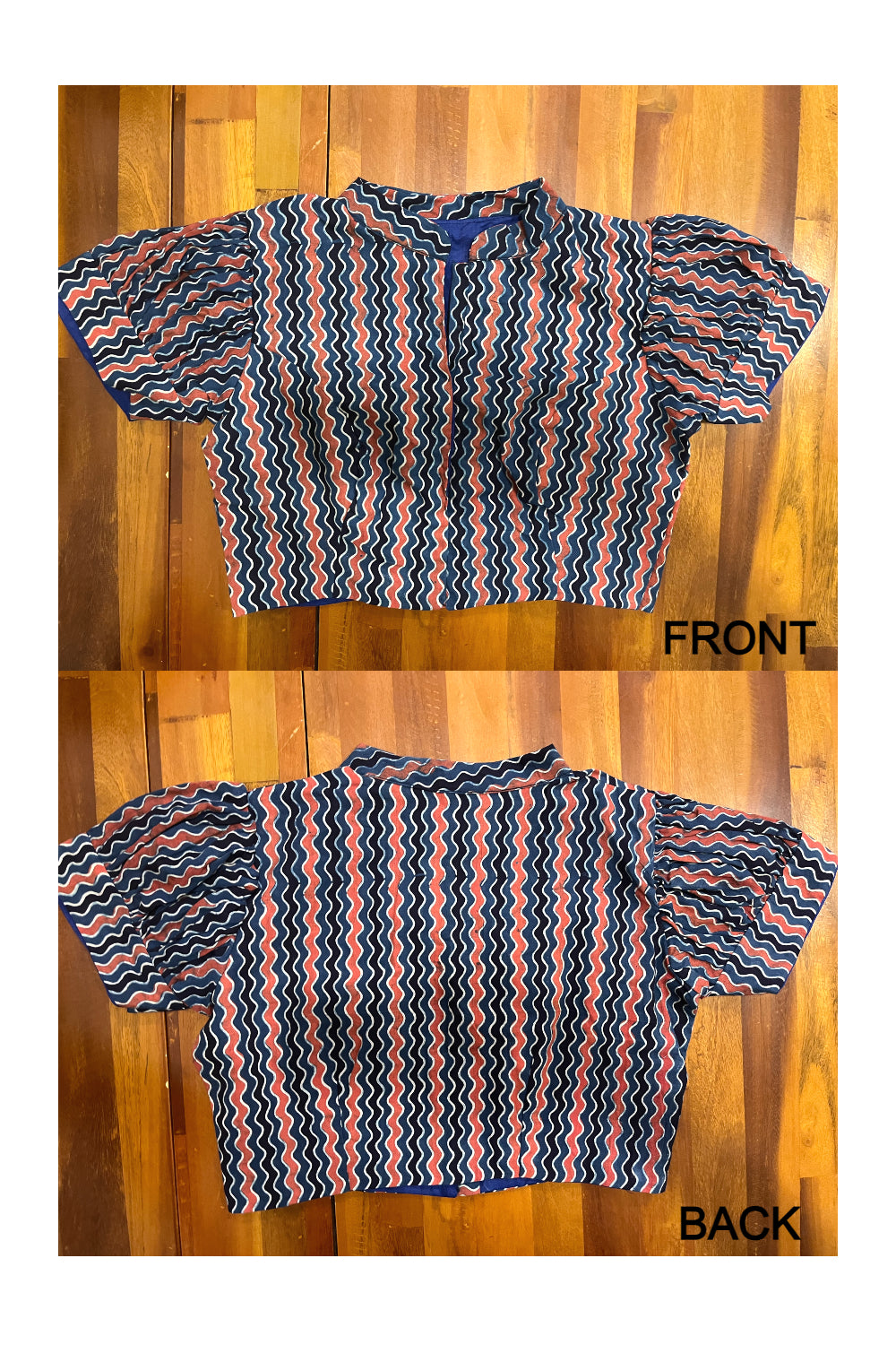 Southloom Blue Red Ajrakh Design Ready Made Blouse