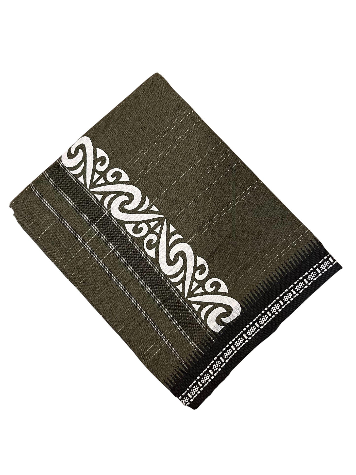 Southloom Green Printed Single Mundu / Otta Mundu / Lungi (South Indian Kerala Dhoti)