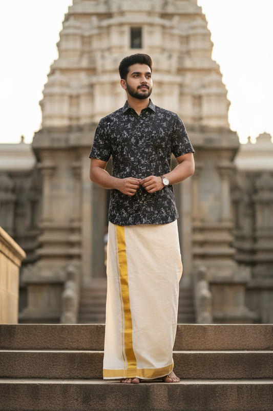 Southloom Pure Cotton Black Printed Shirt SLSHIRT 42 HS