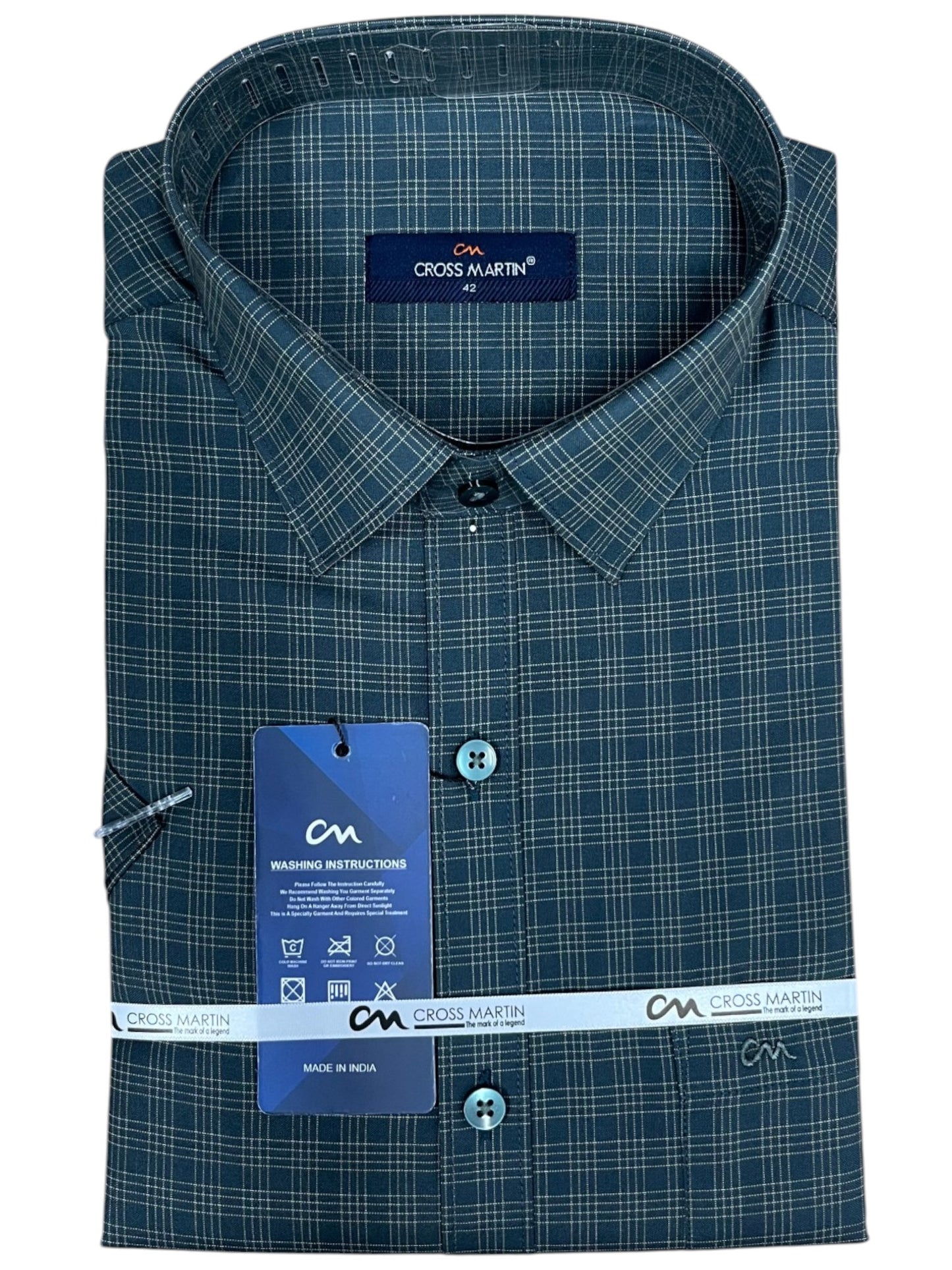 Southloom Pure Cotton Green Check Shirt SLSHIRT 42HS