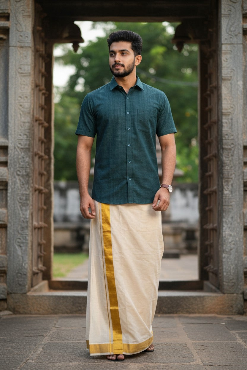 Southloom Pure Cotton Green Check Shirt SLSHIRT 42HS