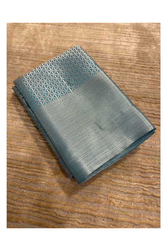 Southloom Banarasi Silver Zari Brocade Work Silk Saree in Blue Pastel Shade