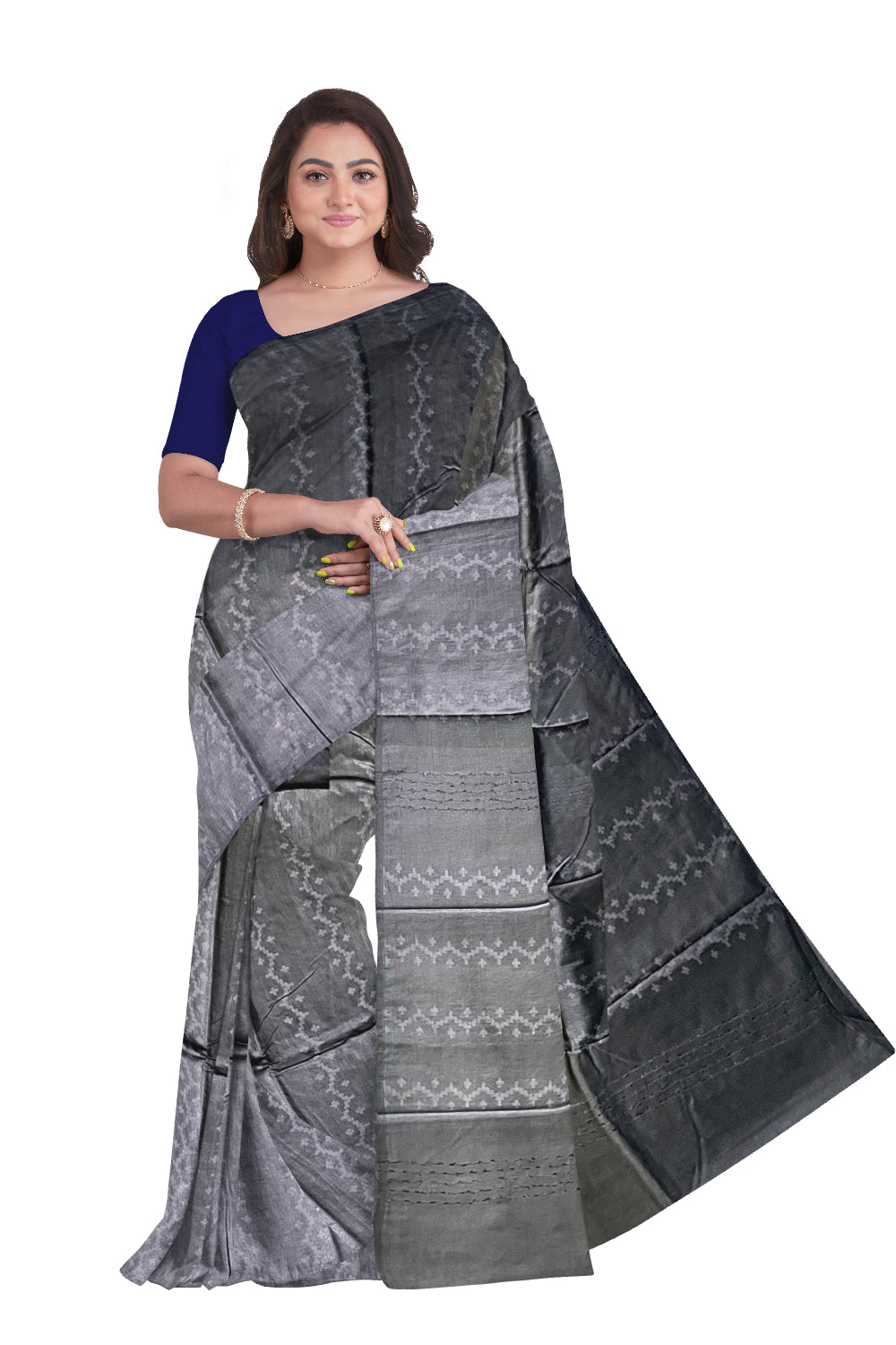 Southloom Semi Silk Navy Blue Designer Saree