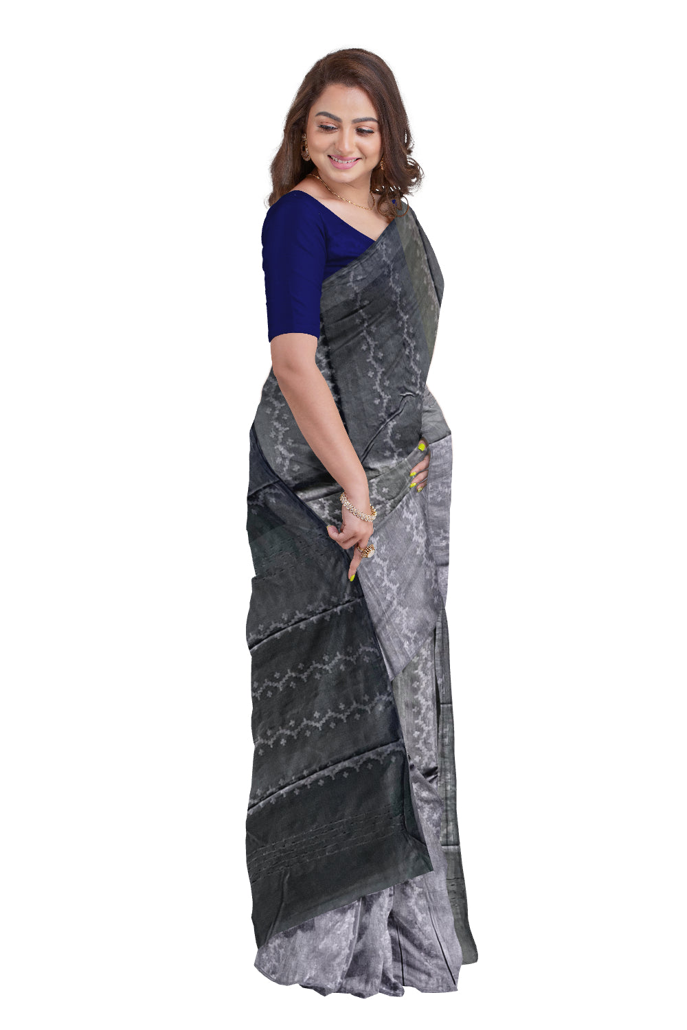 Southloom Semi Silk Navy Blue Designer Saree