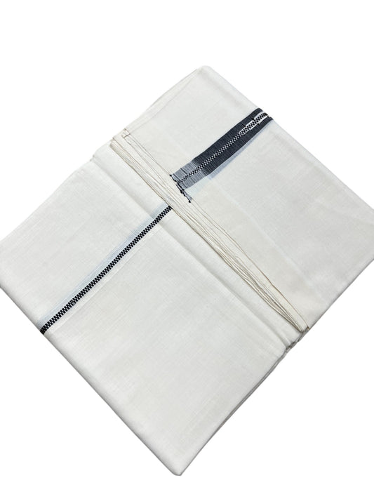 Southloom Premium Handloom Cotton Double Mundu with Black Chutti Kara Border