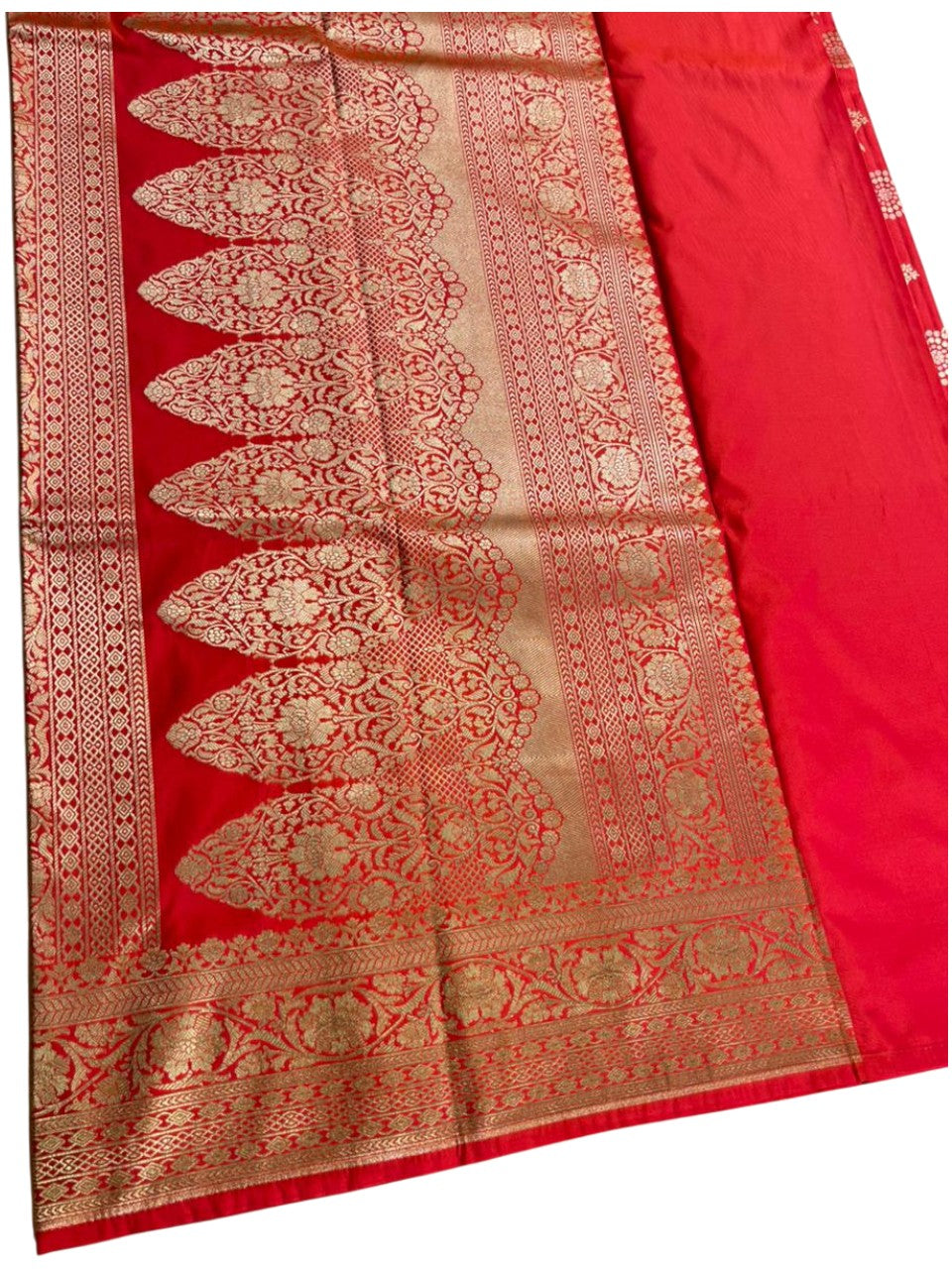 Southloom Pure Banarasi Silk Saree with Woven Work on Body and Borders (Pink & Orange)