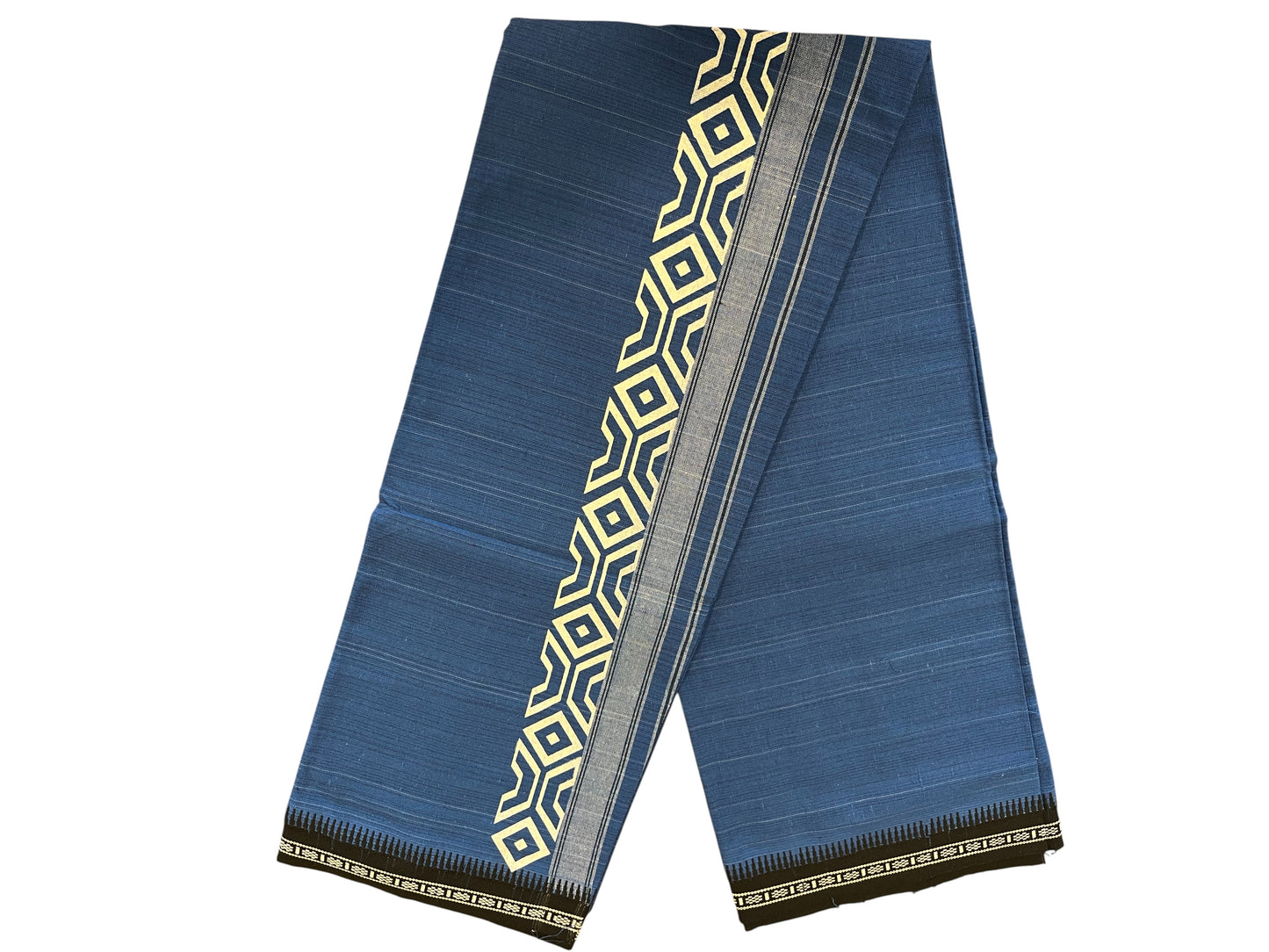 Southloom Blue Printed Single Mundu / Otta Mundu / Lungi (South Indian Kerala Dhoti)