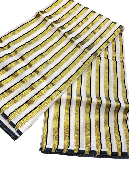 Southloom Puliyilakkara Black and Gold Kasavu Kerala Saree with Woven Blouse