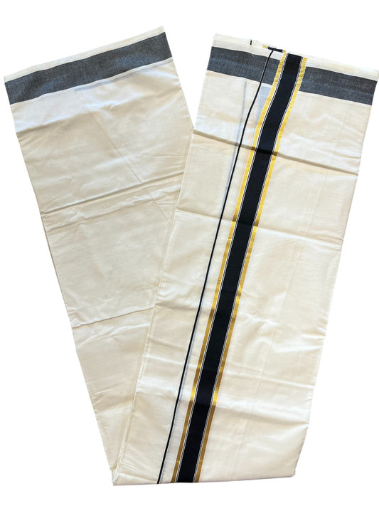 Southloom Pure Cotton Mundu with Gold Kasavu and Maroon  Colour Border (South Indian Kerala Dhoti)